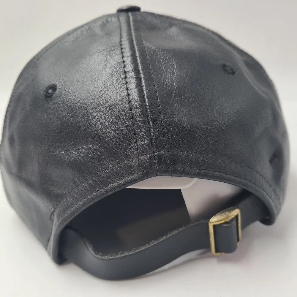 Vtg‎ Dale Earnhardt Hat Strapback (Fits Small) Leather Black NASCAR #3 Champion